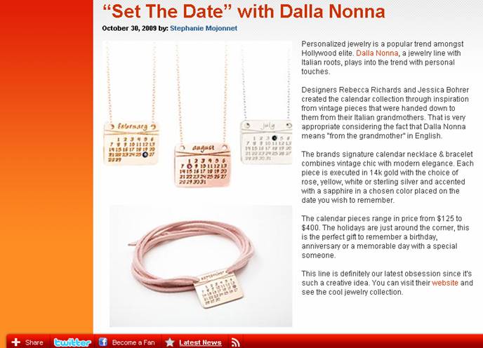 Подвеска календарь от Dalla Nonna Jewelry